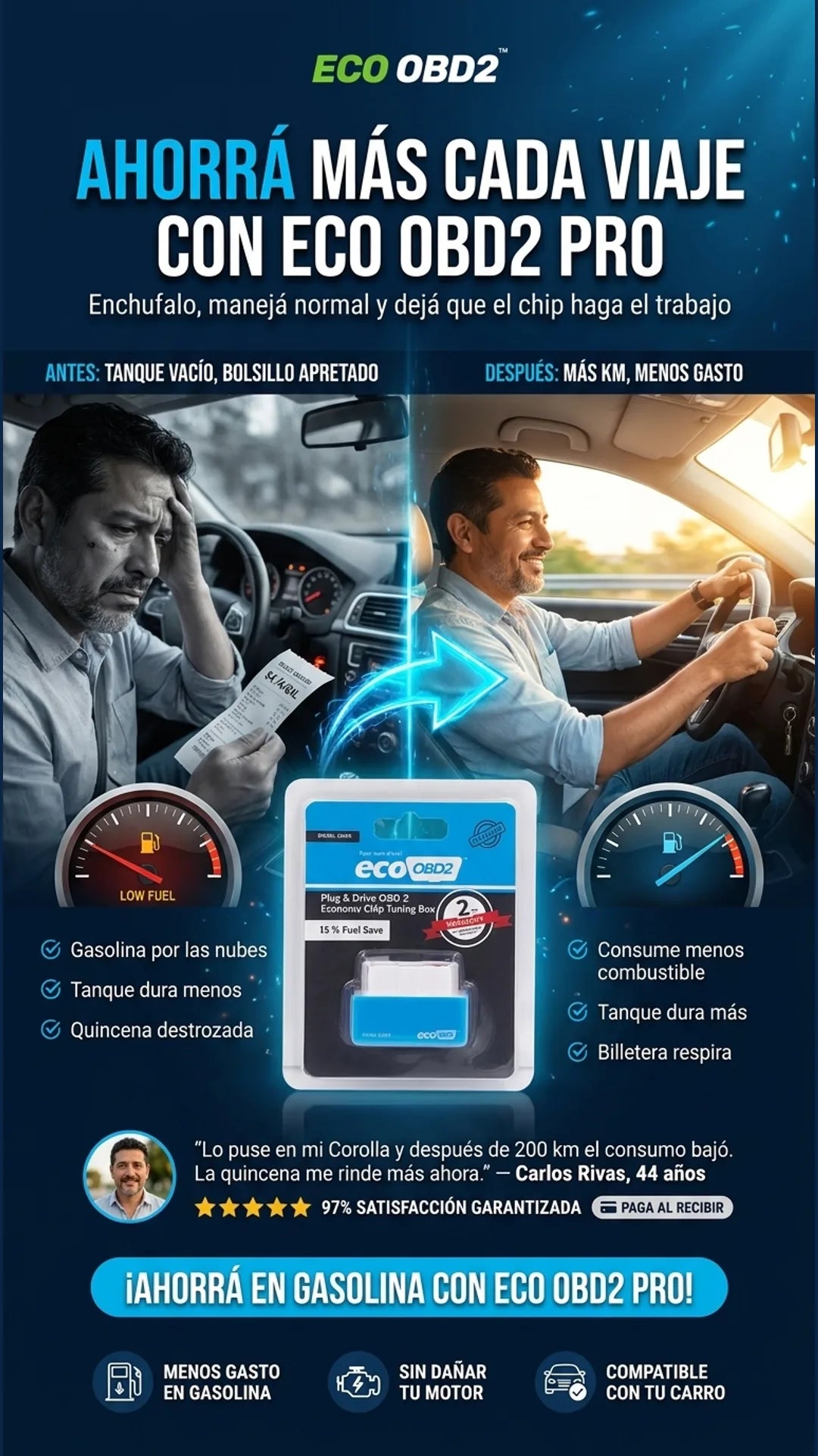 Eco OBD2 Pro — antes-despues