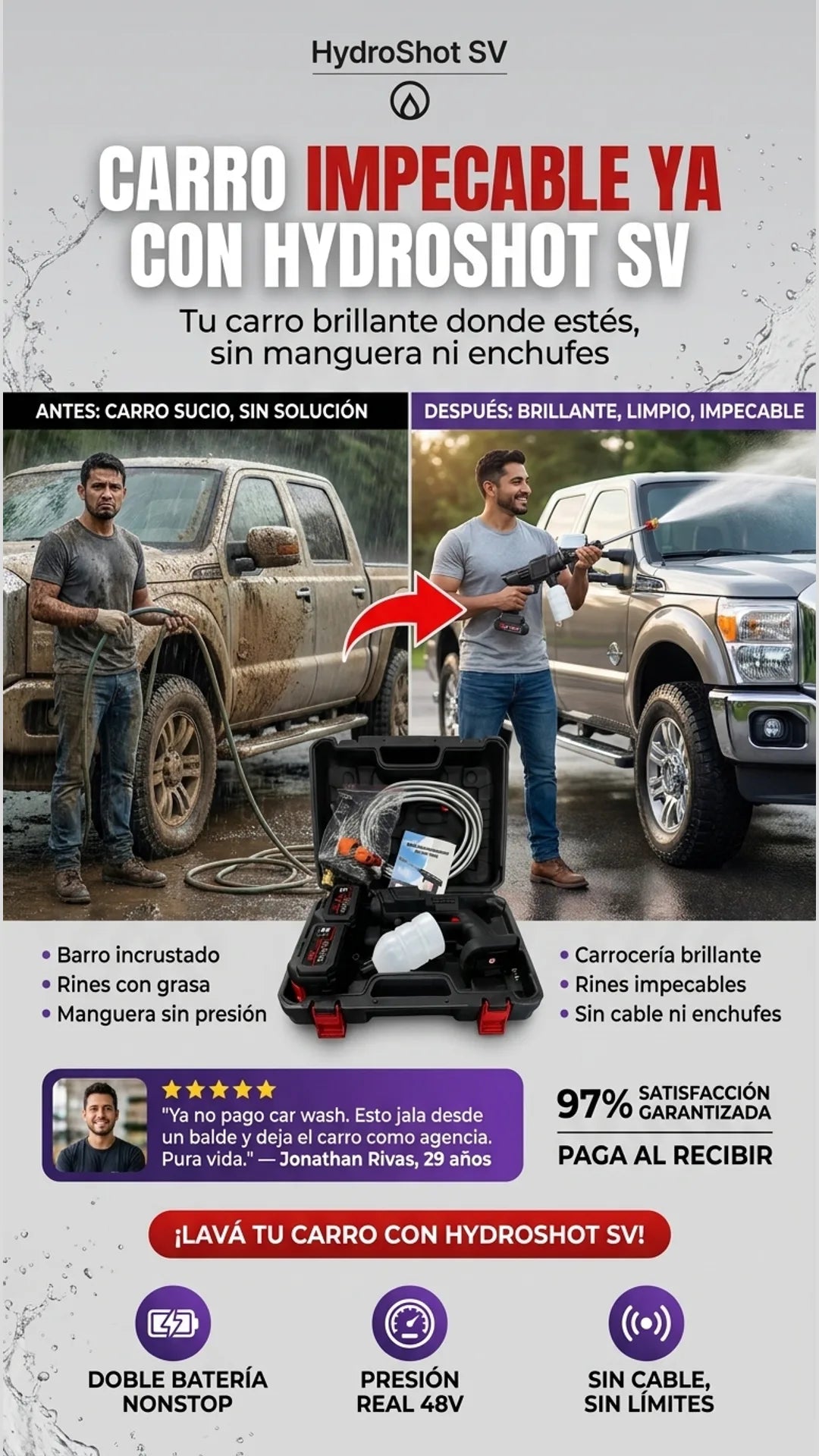 HydroShot SV — antes-despues